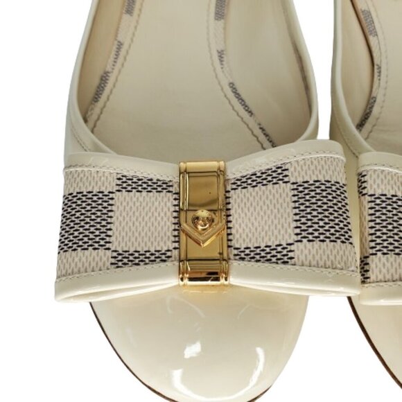 Louis Vuitton Damier Azur Bow Patent Leather Ballet Flats - Picture 3 of 8